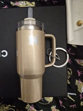 Stanley Gold Tumbler Keychain Cup with Handle